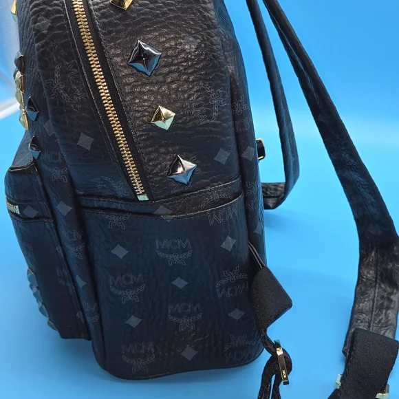MCM Black and Gold Studded Backpack - Picture 3 of 16